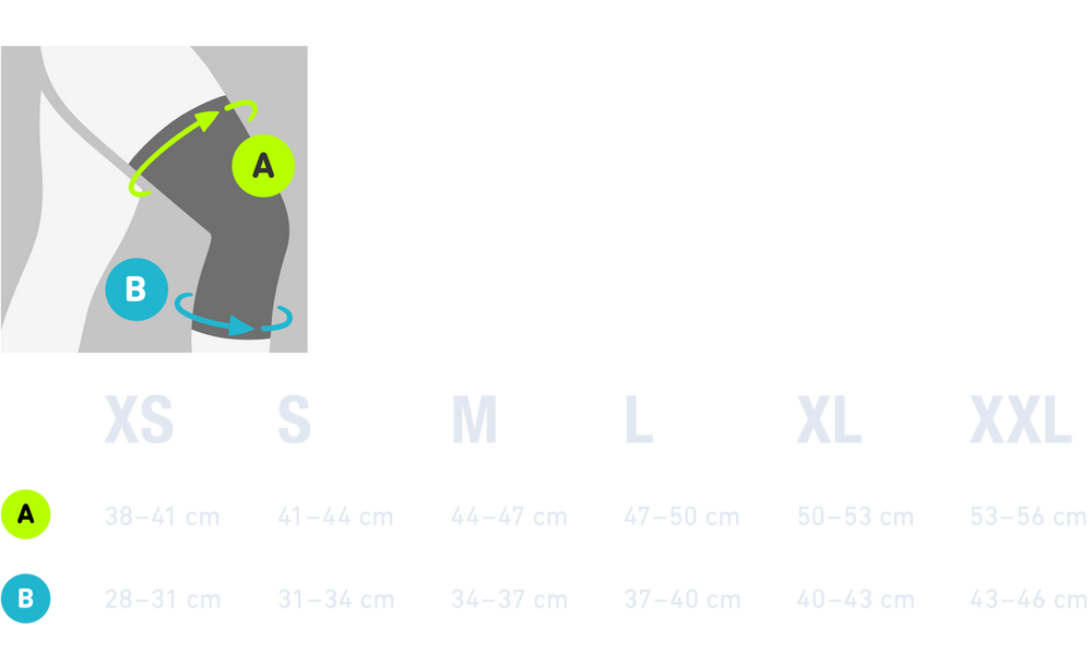 Sports Knee Support size chart