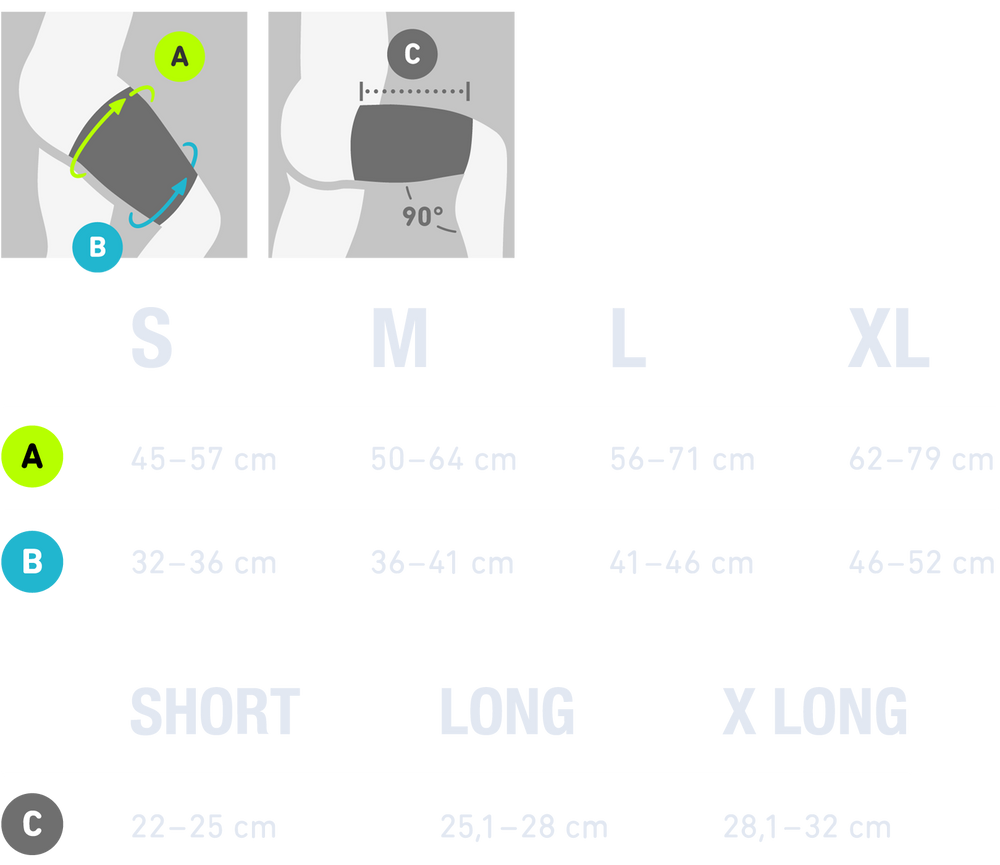 Sports Compression Thigh Sleeves (1 Pair) size chart