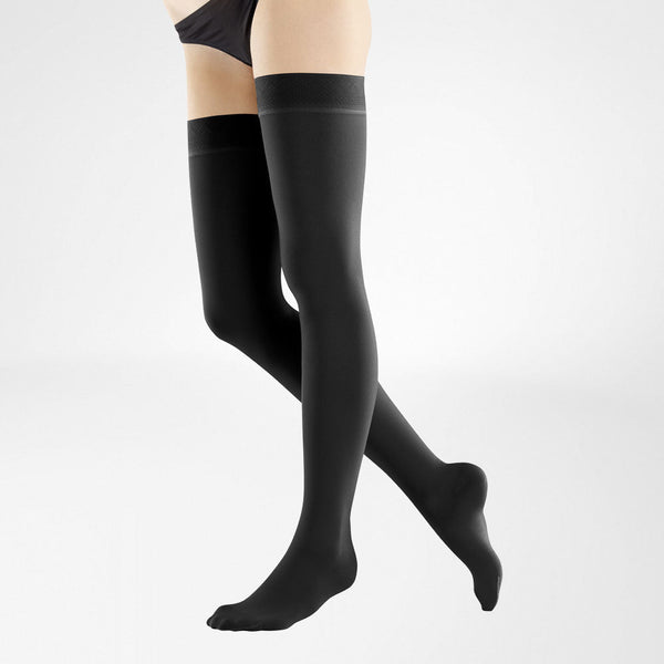 Therafirm Thigh High Compression Stockings - 15-20mmHg, Silicone Dot Band, Black, Size XL, Mild Support - View #10