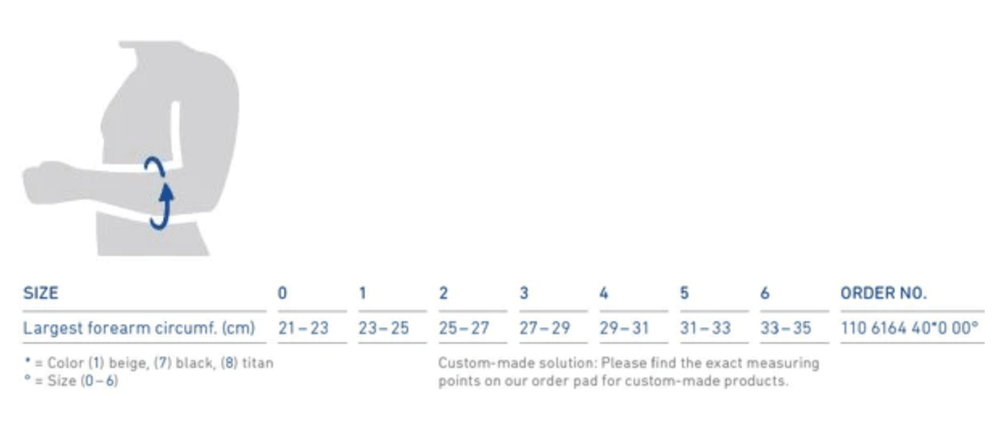 EpiPoint Elbow Strap size chart
