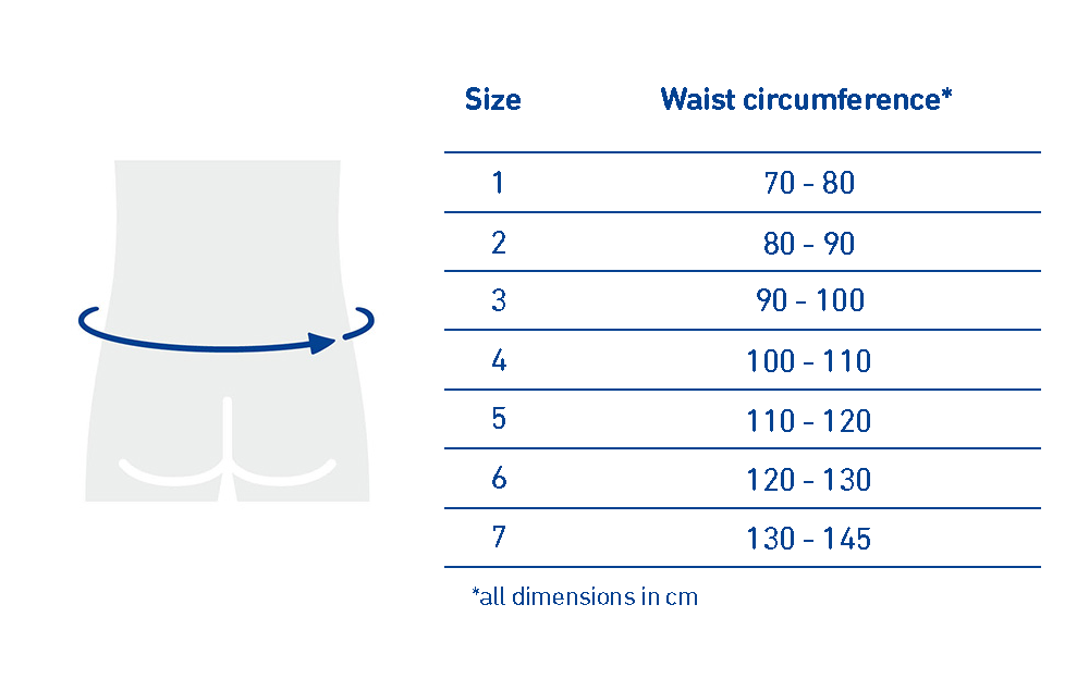 LumboTrain (Straight) Back Support size chart